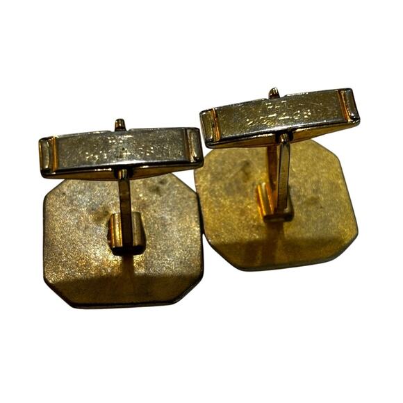 Vintage 70’s cufflinks goldtone black & red enamel finish hip mod men's Jewelry - Picture 3 of 6